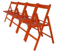 WELL HOME MOBILIARIO & DECORACIÓN Bas Sedia Pieghevole V1, Faggio, Rosso, 4 Sillas