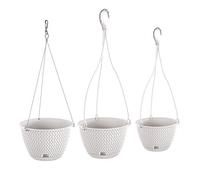 WELL HOME MOBILIARIO & DECORACIÓN Confezione da 3 vasi Rotondi da Appendere (3/4,8/4,8 Litri) Splofy Round in plastica, Colore Bianco