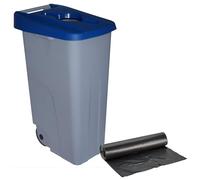 WELL HOME MOBILIARIO & DECORACIÓN Contenitore aperto 110 l blu H.88 cm + rotolo 10 sacchetti della spazzatura 120 l