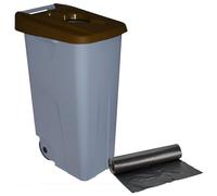 WELL HOME MOBILIARIO & DECORACIÓN Contenitore aperto 110 l marrone H.88 cm + rotolo 10 sacchetti della spazzatura 120 l