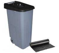 WELL HOME MOBILIARIO & DECORACIÓN Contenitore aperto 110 l nero H.88 cm + rotolo 10 sacchetti della spazzatura 120 l