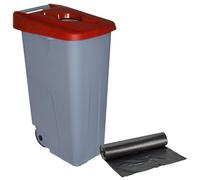 WELL HOME MOBILIARIO & DECORACIÓN Contenitore aperto 110 l rosso H.88 cm + rotolo 10 sacchetti della spazzatura 120 l