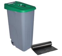WELL HOME MOBILIARIO & DECORACIÓN Contenitore aperto 110 l verde H.88 cm + rotolo 10 sacchetti della spazzatura 120 l