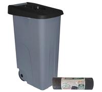 WELL HOME MOBILIARIO & DECORACIÓN Contenitore aperto 85 l nero H.76 cm + rotolo 10 sacchetti della spazzatura 100 l