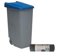 WELL HOME MOBILIARIO & DECORACIÓN Contenitore chiuso 85 l blu H.76 cm + rotolo 10 sacchetti della spazzatura 100 l