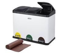 WELL HOME MOBILIARIO & DECORACIÓN Pattumiera bianca 45 l 3 scomparti + rotolo di 20 sacchetti immondizia autobloccanti da 20 litri
