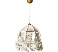 WELL HOME MOBILIARIO & DECORACIÓN Plafoniera paralume frange con metallo, bianco, collezione Ness, 30x30x80, attacco E 27 Max 45-60