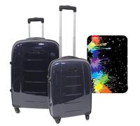 WELL HOME MOBILIARIO & DECORACIÓN Set di 2 valigie Trolleys con custodia protettiva 'Splash', multicolore, Valigie con 4 ruote e custodia protettiva