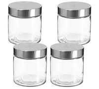 WELL HOME MOBILIARIO & DECORACIÓN Set di 4 barattoli in vetro e acciaio inossidabile 750ML