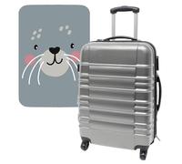 WELL HOME MOBILIARIO & DECORACIÓN Set di valigie 64 x 45 x 28 cm con custodia protettiva 'Cutie Cat', multicolore, Valigie con 4 ruote e custodia protettiva