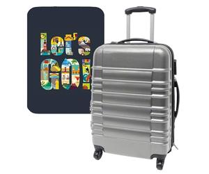 WELL HOME MOBILIARIO & DECORACIÓN Set di valigie 64 x 45 x 28 cm con custodia protettiva 'Let's Go', multicolore, Valigie con 4 ruote e custodia protettiva