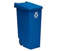 WELL HOME MOBILIARIO & DECORACIÓN Wellhome Recycle contenitore 110 litri, chiuso con coperchio, ideale per riciclare carta e cartone, con ruote