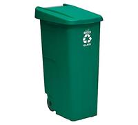 WELL HOME MOBILIARIO & DECORACIÓN Wellhome Recycle Contenitore 110 litri, chiuso con coperchio, ideale per il riciclaggio del vetro, con ruote