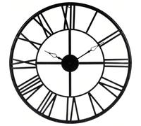 Well Home - Orologio vintage in metallo nero - Ideale per decorazione d'interni Ø69,5 cm Questo orologio vintage in metallo nero ha un diametro di 69,5 cm che lo rende un elemento decorativo accattiva