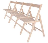 WELL HOME Pack 4 sedie a base pieghevoli in legno di faggio | Misure L.43 x P.43 x A.79 cm