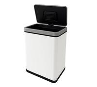 Well Home - Pattumiera da 50 l, colore bianco, in acciaio inox, con sensore automatico e filtro antiodore H.54 cm