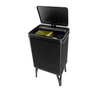 WELL HOME - Pattumiera intelligente per riciclaggio, con apertura automatica e contatto manuale, 15 l, 35,5 x 26 x 60 cm, colore: Nero