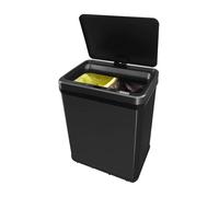 WELL HOME - Pattumiera intelligente senza gambe per riciclaggio con apertura automatica e contatto manuale 15L+15L 35,5x26x60cm, colore nero