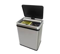 WELL HOME - Pattumiera intelligente senza gambe per riciclaggio con apertura automatica e contatto manuale 15L+15L 35,5x26x60cm, colore grigio