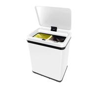 WELL HOME - Pattumiera intelligente senza gambe per riciclaggio con apertura automatica e contatto manuale 15L+15L 35,5x26x60cm colore bianco