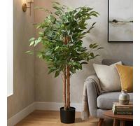 Well Home - Pianta artificiale decorativa grande realistica per interni: ficus artificiale da 120 cm, con vaso