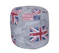 Well Home Pouf rotondo Ø40x38cm Design Bandiera - Seduta imbottita e confortevole