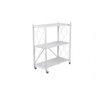 Well Home - Scaffale pieghevole a 3 ripiani con ruote, senza montaggio, 71 x 34 x 89 cm, colore bianco