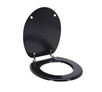 Well Home Sedile WC in MDF con coperchio e cerniere in acciaio inox colore nero 37,5x5,5x45cm