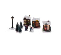 Well Home - Set di 10 pezzi di villaggio natalizio con luci a LED