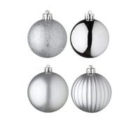 Well Home Set di 100 palline di Natale color argento in tubo PET con diversi disegni e finiture