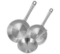 Well Home Set di 3 padelle Ø22Ø24Ø26 cm in acciaio inox, adatte per induzione e senza antiaderente