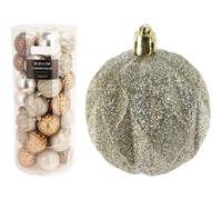 Well Home Set di 35 palline di Natale Ø6 cm con 5 diversi disegni in rilievo color ambra