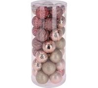 Well Home Set di 35 palline di Natale Ø6 cm con 5 diversi disegni in rilievo rosa