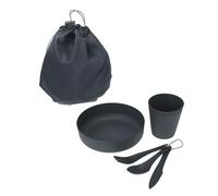 Well Home - Set di 6 pezzi da campeggio: ciotola da 730 ml, tazza da 330 ml, borsa per riporre e 3 posate in gancio