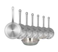 Well Home Set di 8 padelle Ø20Ø22Ø24Ø26Ø28Ø30Ø32Ø34cm in acciaio inox, adatte per induzione e senza antiaderente