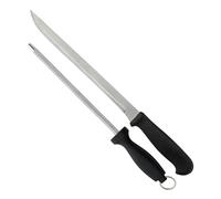 Well Home - Set di coltelli da prosciutto (lama 25 cm) e Chaira (21 cm) in acciaio inossidabile