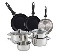 Well Home Set di pentole da 7 pezzi in acciaio inox + 3 padelle Ø16Ø20Ø24 cm Grigio metallizzato in alluminio pressato
