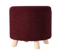 Well Home Tabouret de rangement 100 % polyester Ø40x37cm de 18L Couleur bourgogne