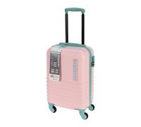 WELL HOME - Valigia in ABS con 4 ruote color rosa e menta 34x22x52,5 cm