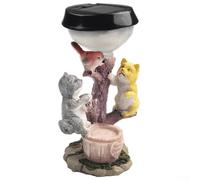 Well - Statua solare da giardino con luce LED, ornamento a forma di animale in resina con gattini o cane di Well | Decorazione per patio e sentiero mensola | Home Sweet Home or Welcome(A)