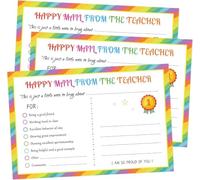 Well tile - Confezione da 50 cartoline arcobaleno per insegnanti, note per i genitori, biglietti per comportamento positivo, note felici da insegnanti scrivania per casa, asilo e scuola materna
