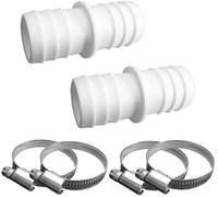 well2wellness, 2 connettori per tubo flessibile per piscina, a coste, 32-32 mm, adattatore 32-32 mm, con 4 fascette stringitubo