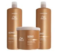 WELLA Kit Ultimate Smooth Step 1 Shampoo 1000ml + Step 2 Intense Mask 500 + Ste