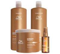 Wella Professionals Ultimate Smooth Pro Kit (Shampoo 1000ml + Conditioner 1000ml + Mask 500ml + Oil Serum 100ml)