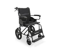 WELLCORE Carrozzina pieghevole da trasferimento, telaio in acciaio, leggera e compatta, ruote piene, freni a mano, schienale pieghevole, larghezza seduta 46 cm, fino a 100 kg