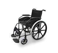 WELLCORE Sedia a rotelle pieghevole e semovente, Alluminio, Leggero, Compatto, Alta Resistenza, Ruote massicce, Freni a mano, Braccioli imbottiti, Poggiapiedi ribaltabili