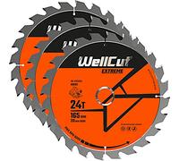 WellCut Lama per sega TCT 165 mm x 24 x 20 mm foro adatto per DSS610, DSS611, DCS391, HD18CS, confezione da 3