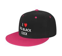 WellDoneTT I Love Big Black Cock Berretto da baseball classico regolabile a tesa piatta a contrasto cappello hip hop per uomo donna bianco, rosa, Etichettalia unica