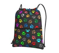 WellDoneTT Zaino con coulisse con stampa di pattini a rotelle, zaino per il tempo libero da uomo e da donna, zaino sportivo, borsa da yoga per il tempo libero, borsa fitness, Colorato Dog Paw Print