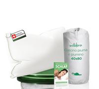 Welldora Cuscino 40x80 Alta Qualità | Cuscino Piuma d’Oca e Piumino 100% Naturali | Guanciale Cervicale Ergonomico 3 Camere Medio Duro Scientificamente Testato, Certificato Oeko-Tex. in Germania